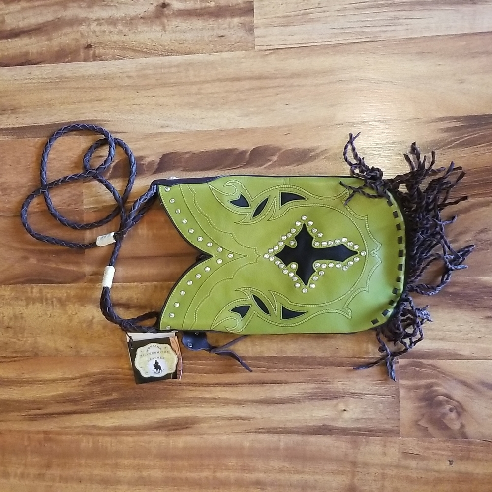 Montana leather crossbody bag with rhinestones